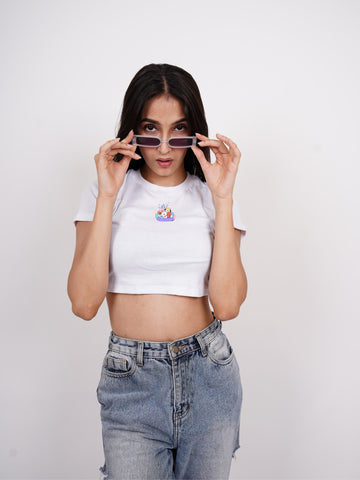 BT21 Friends : Burger Bae Round Neck Crop Baby Tee For Women