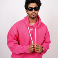 Ye Hoodie : Minimal Burger Logo (Hot Pink) Heavyweight Baggy Hoodie For Men and Women