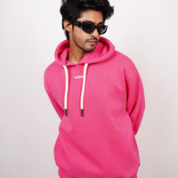 Ye Hoodie : Minimal Burger Logo (Hot Pink) Heavyweight Baggy Hoodie For Men and Women