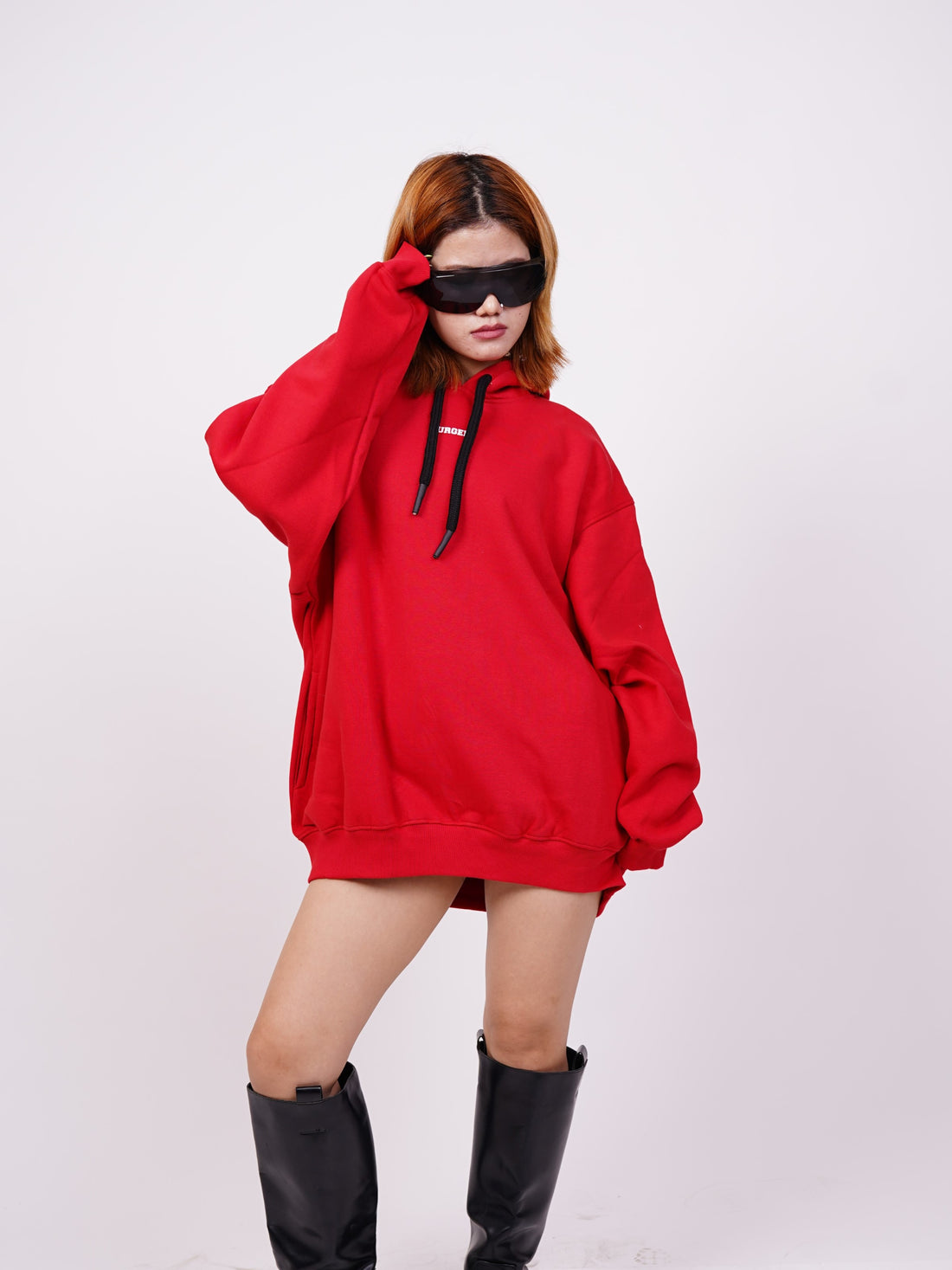 Red : Ye Burger Logo Heavyweight Baggy Hoodie For Men and Women