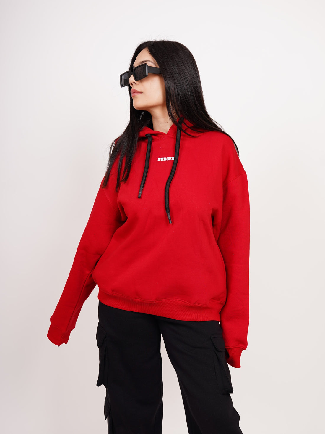 Red : Ye Burger Logo Heavyweight Baggy Hoodie For Men and Women