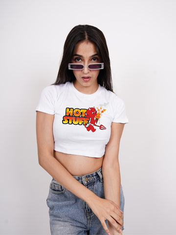 Hot Stuff : Burger Bae Round Neck Crop Baby Tee For Women