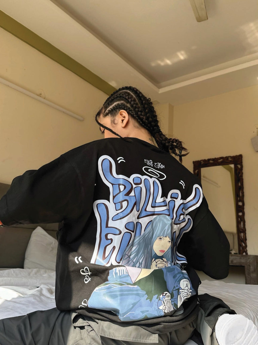 The Billie Eilish Cartoon Art Drop Sleeved Tee for Men and Women