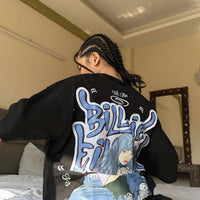 The Billie Eilish Cartoon Art Drop Sleeved Tee for Men and Women