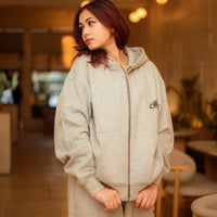 Melange Grey Melbourne Heavyweight Oversized Zip-Through Hoodie Jacket For Men and Women