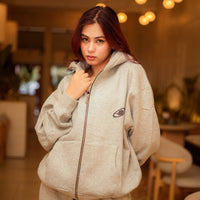 Melange Grey Melbourne Heavyweight Oversized Zip-Through Hoodie Jacket For Men and Women