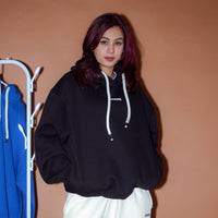 Ye Hoodie (Black) : Minimal Burger Logo Heavyweight Baggy Hoodie For Men and Women