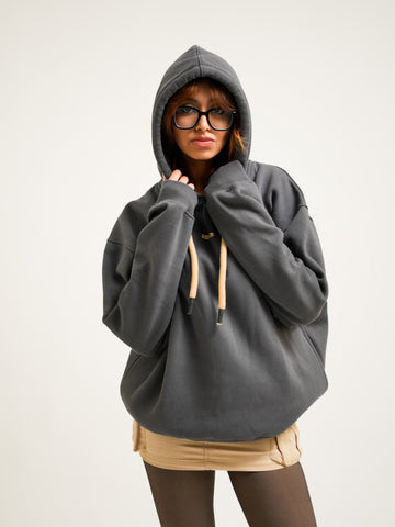 Ye Hoodie : Minimal Burger Logo Heavyweight Baggy Hoodie For Women