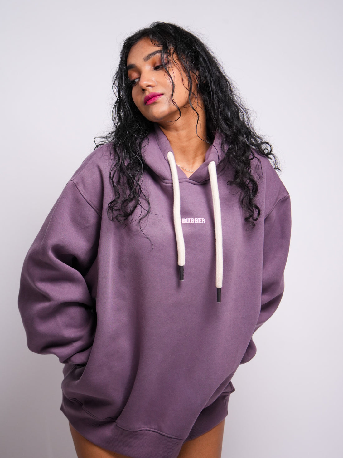 Ye Hoodie : Minimal Burger Logo Heavyweight Baggy Hoodie For Women