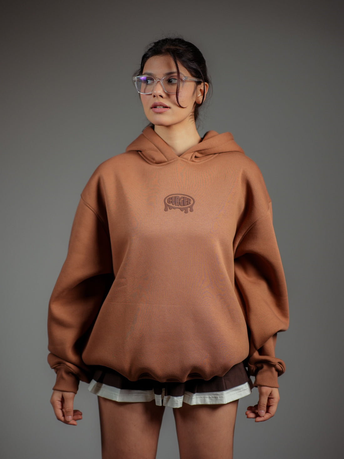 Mocha Mousse : Juicy Logo Heavyweight Baggy Hoodie For Men and Women