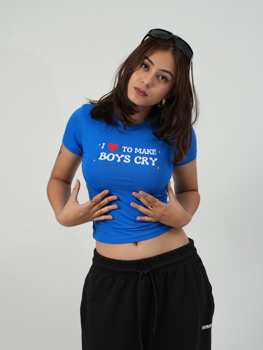 I love to make Boys Cry - IT Girl Y2K Baby Tee For Women