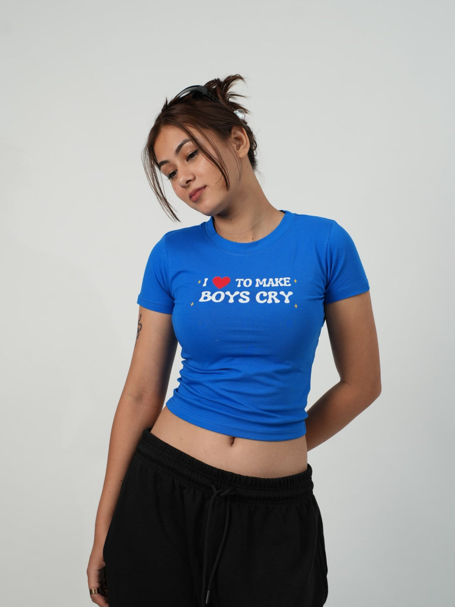 I love to make Boys Cry - IT Girl Y2K Baby Tee For Women