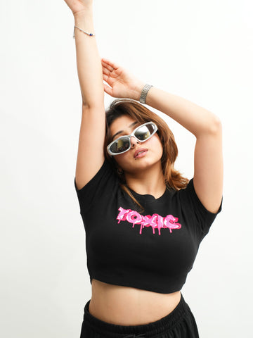 Toxic : Burger Bae Round Neck Crop Baby Tee For Women