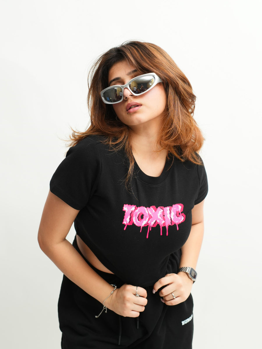 Toxic : Burger Bae Round Neck Crop Baby Tee For Women