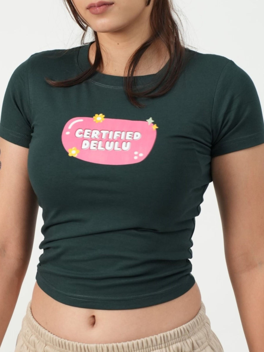 Certified Delulu - IT Girl Y2K Baby Tee For Women