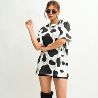 Cow Print  - Burger Bae Oversized  Tee For Men and Women