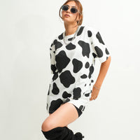 Cow Print  - Burger Bae Oversized  Tee For Men and Women