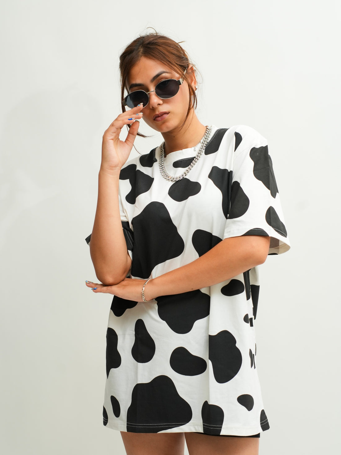 Cow Print  - Burger Bae Oversized  Tee For Men and Women