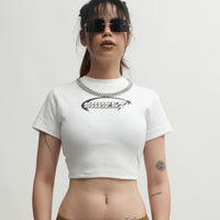 Broken Souls : Burger Bae Round Neck Crop Baby Tee For Women