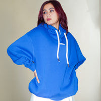 Cobalt Blue : Ye Burger Logo Heavyweight Baggy Hoodie For Men and Women