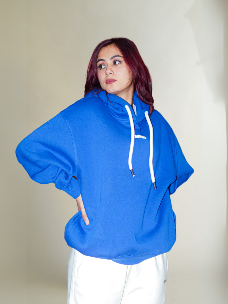 Cobalt Blue : Ye Burger Logo Heavyweight Baggy Hoodie For Men and Women