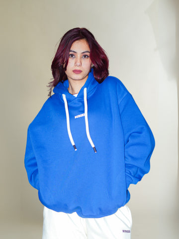 Cobalt Blue : Ye Burger Logo Heavyweight Baggy Hoodie For Men and Women