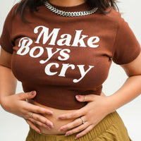 Make boys Cry : Burger Bae Round Neck Crop Baby Tee For Women