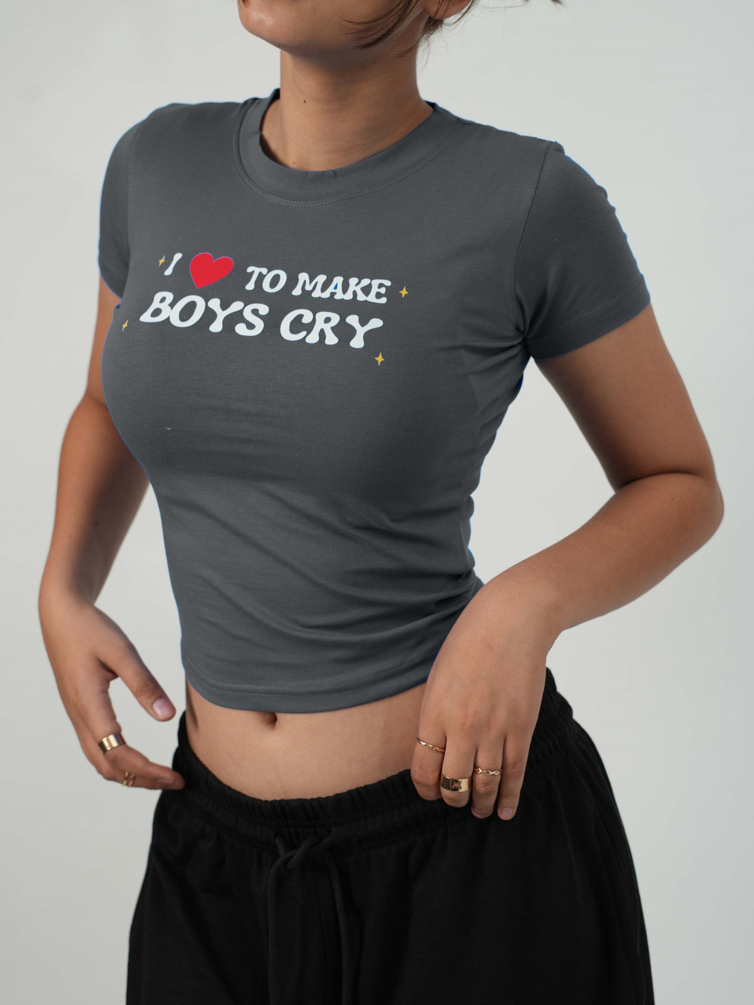 I love to make Boys Cry - IT Girl Y2K Baby Tee For Women