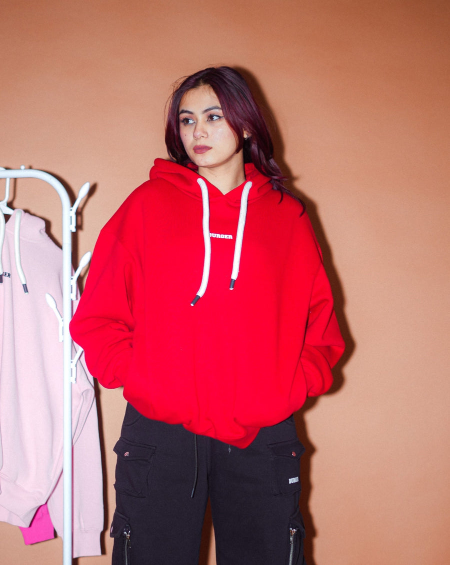 Ye Hoodie : Minimal Burger Logo Heavyweight Baggy Hoodie For Women