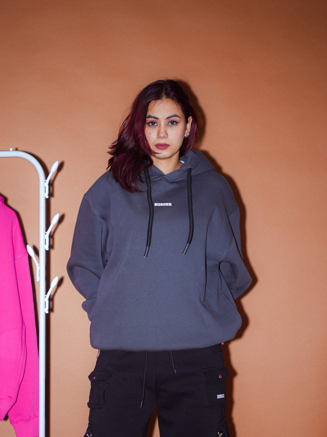 Ye Hoodie : Minimal Burger Logo Heavyweight Baggy Hoodie For Women