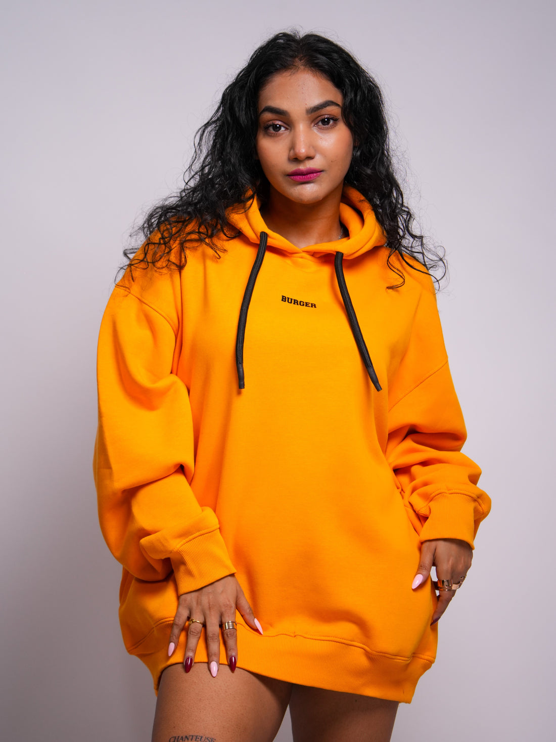 Ye Hoodie : Minimal Burger Logo Heavyweight Baggy Hoodie For Women