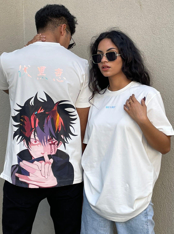 Jujutsu Kaisen: Megumi Fushiguro Oversized Tee (T-shirt) Oversized T-shirt Burger Bae FreeSize White 