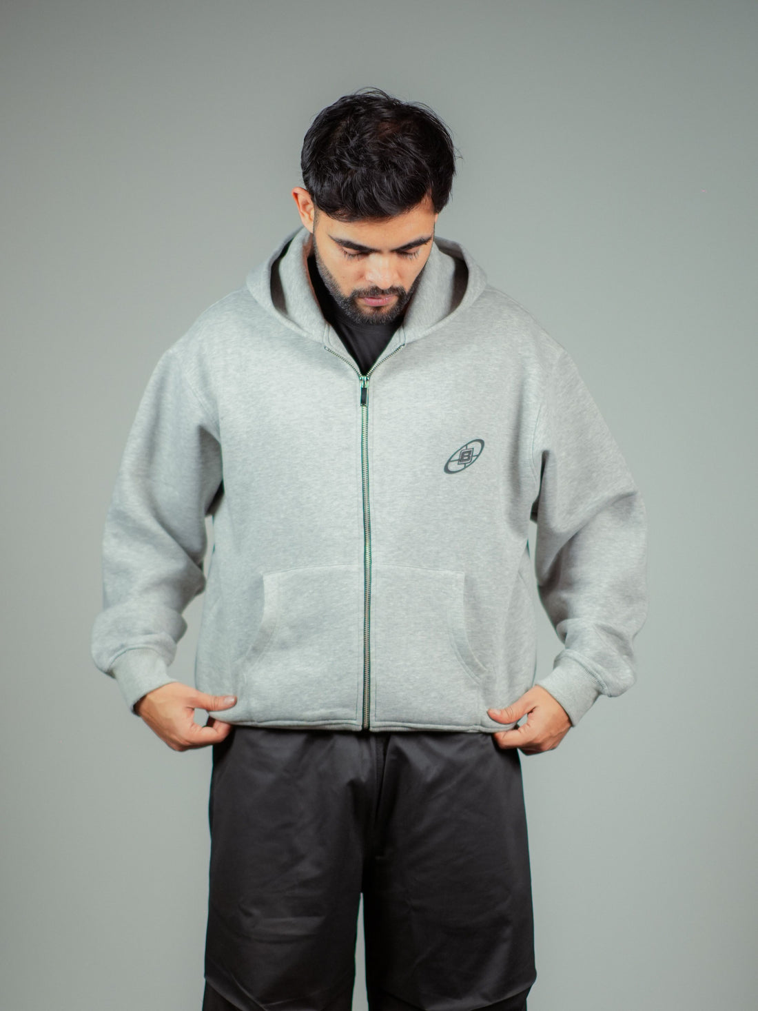 Melange Grey Melbourne Heavyweight Oversized Zip-Through Hoodie Jacket For Men and Women