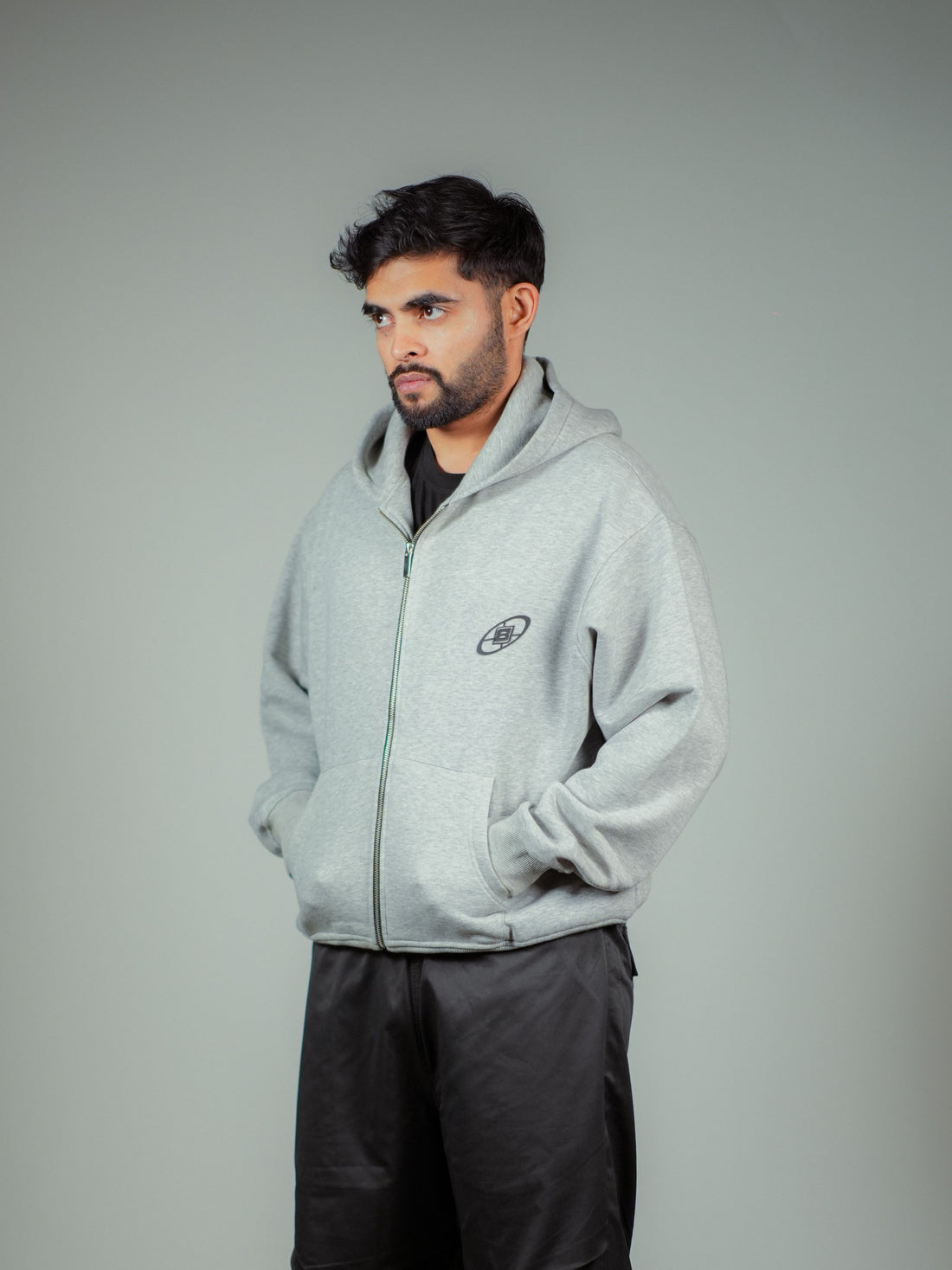 Melange Grey Melbourne Heavyweight Oversized Zip-Through Hoodie Jacket For Men and Women