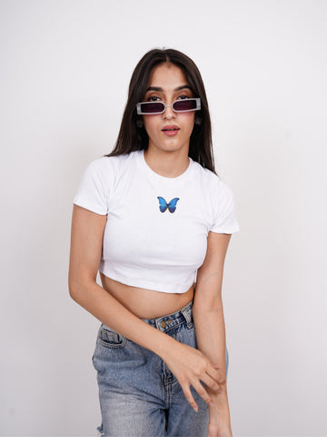 Morpho : Burger Bae Round Neck Crop Baby Tee For Women