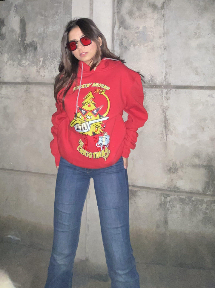 Rockin Around The Christmas Tree Hoodie Hoodies Burger Bae S Red 